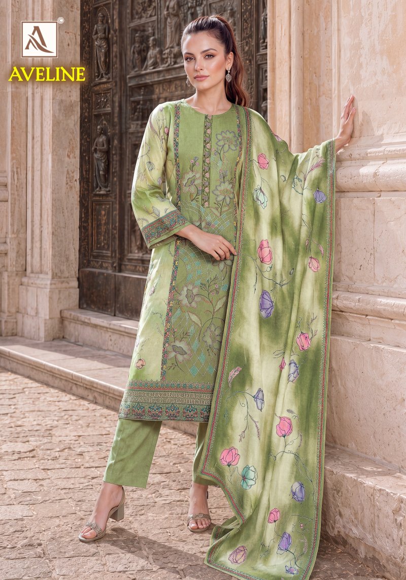 Aveline By Alok Viscose Muslin Printed Dress Material 